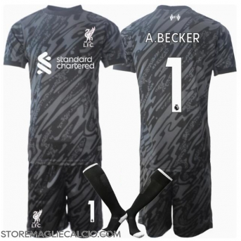 Liverpool Alisson Becker #1 Portiere Maglia Gara Casa Repliche 2024-25 Bambino